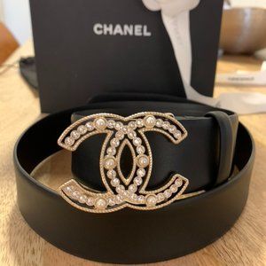 Chanel Calfskin, Glass Pearls Belt